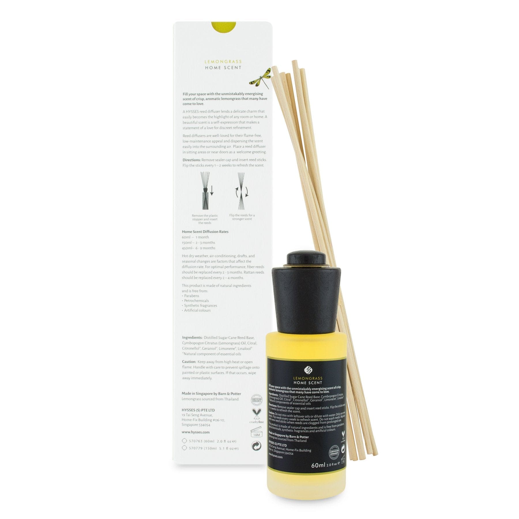 Hysses Home Scents 60ml Home Scent Reed Diffuser Lemongrass, 60ml