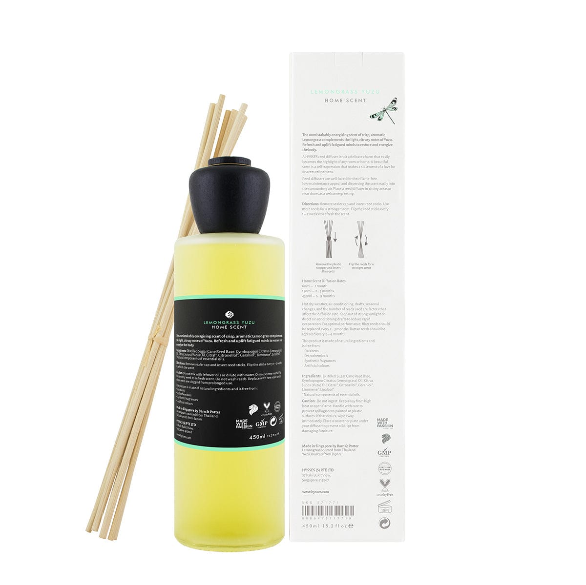 Hysses Home Scents Home Scent Reed Diffuser Lemongrass Yuzu