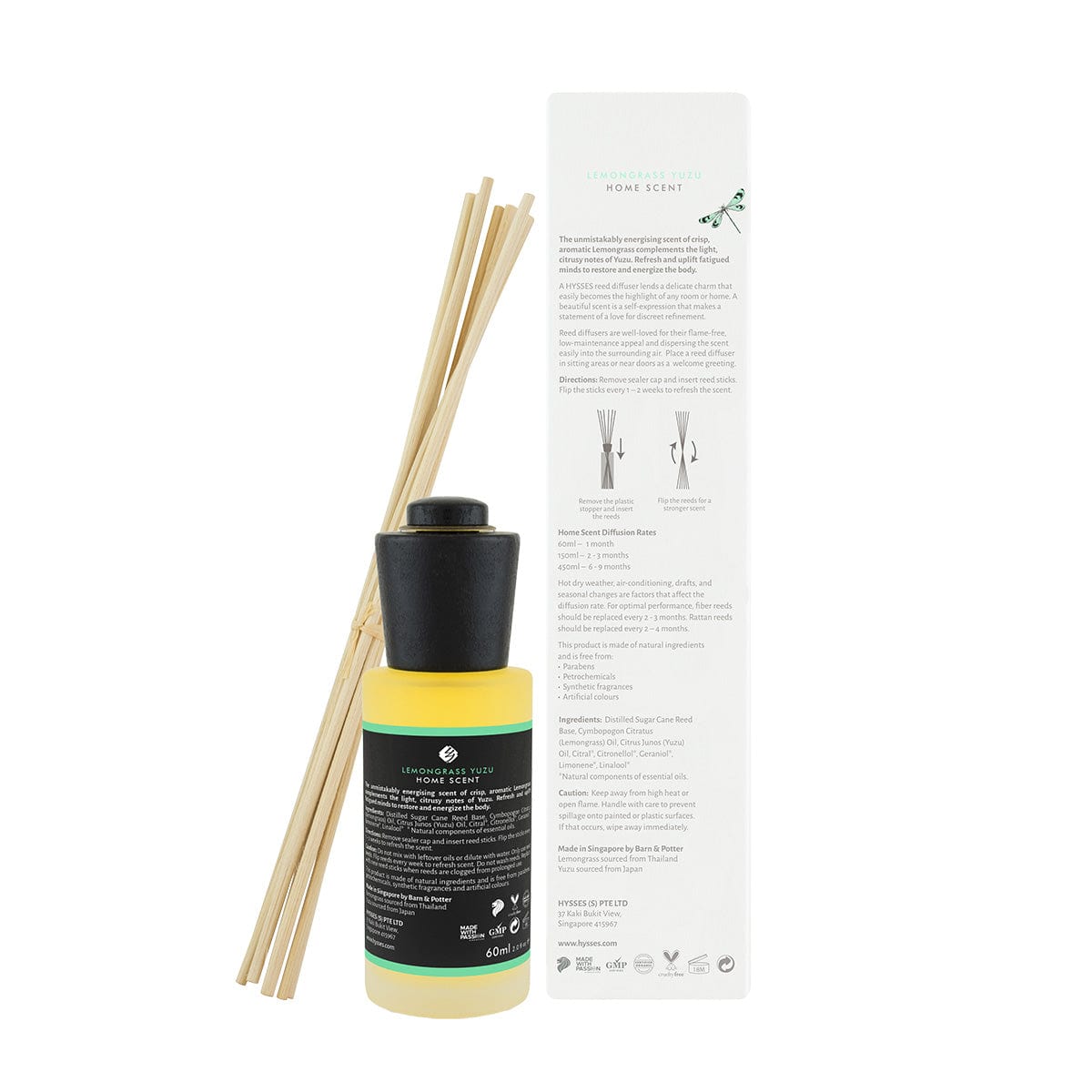 Hysses Home Scents 60ml Home Scent Reed Diffuser Lemongrass Yuzu