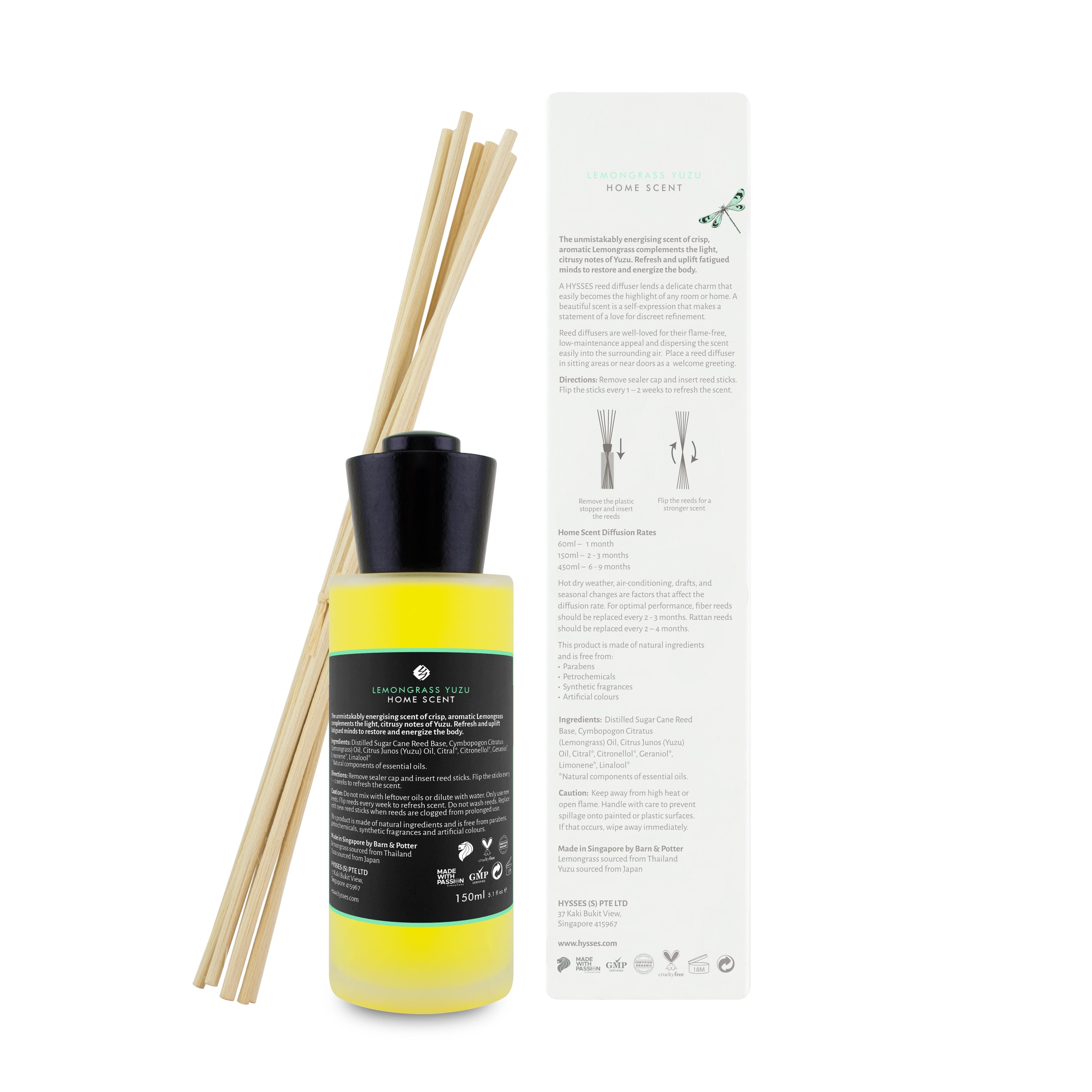 Hysses Home Scents Home Scent Reed Diffuser Lemongrass Yuzu