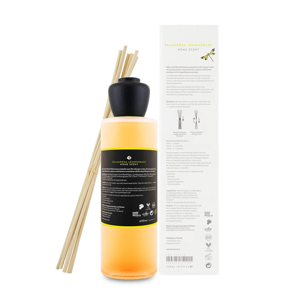 Hysses Home Scents Home Scent Reed Diffuser Palmarosa Lemongrass