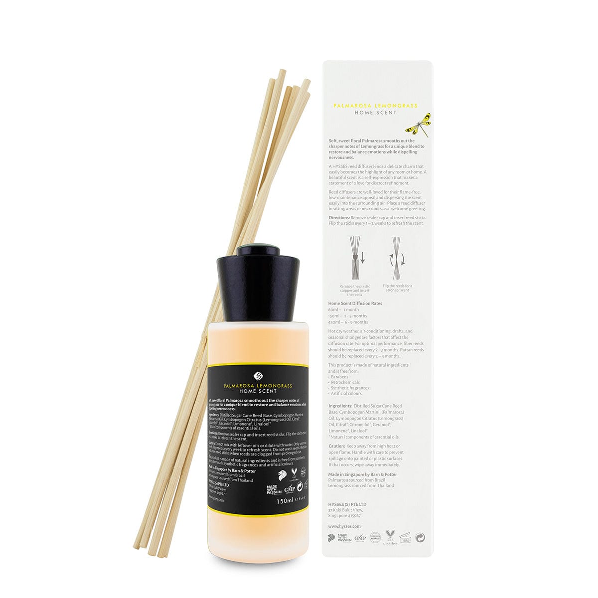 Hysses Home Scents Home Scent Reed Diffuser Palmarosa Lemongrass