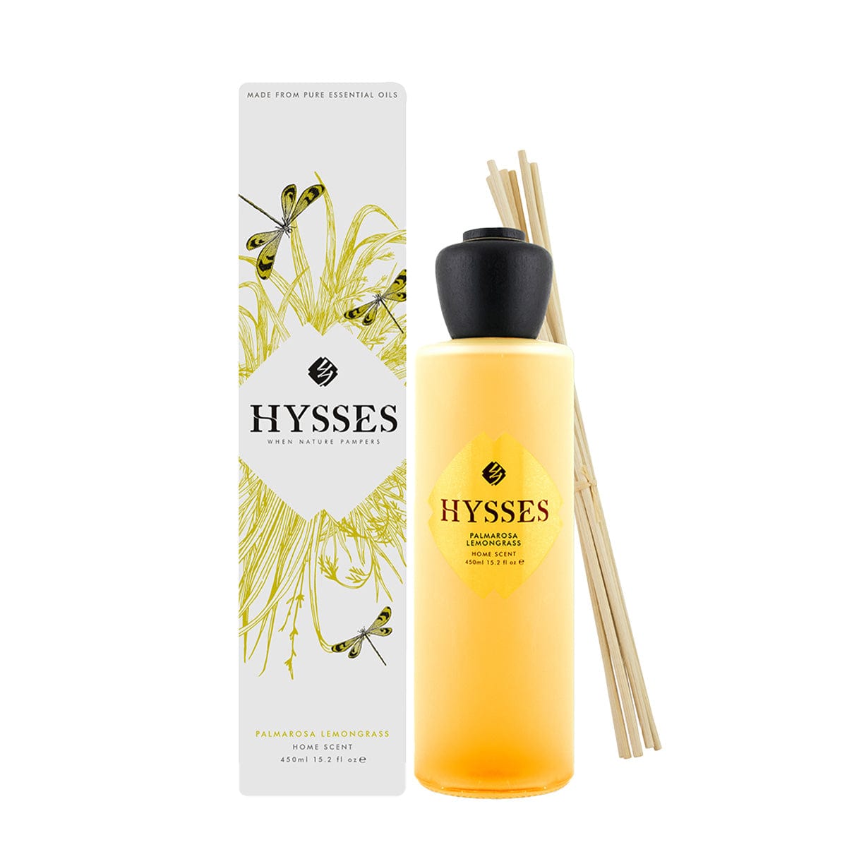 Hysses Home Scents 450ml Home Scent Reed Diffuser Palmarosa Lemongrass