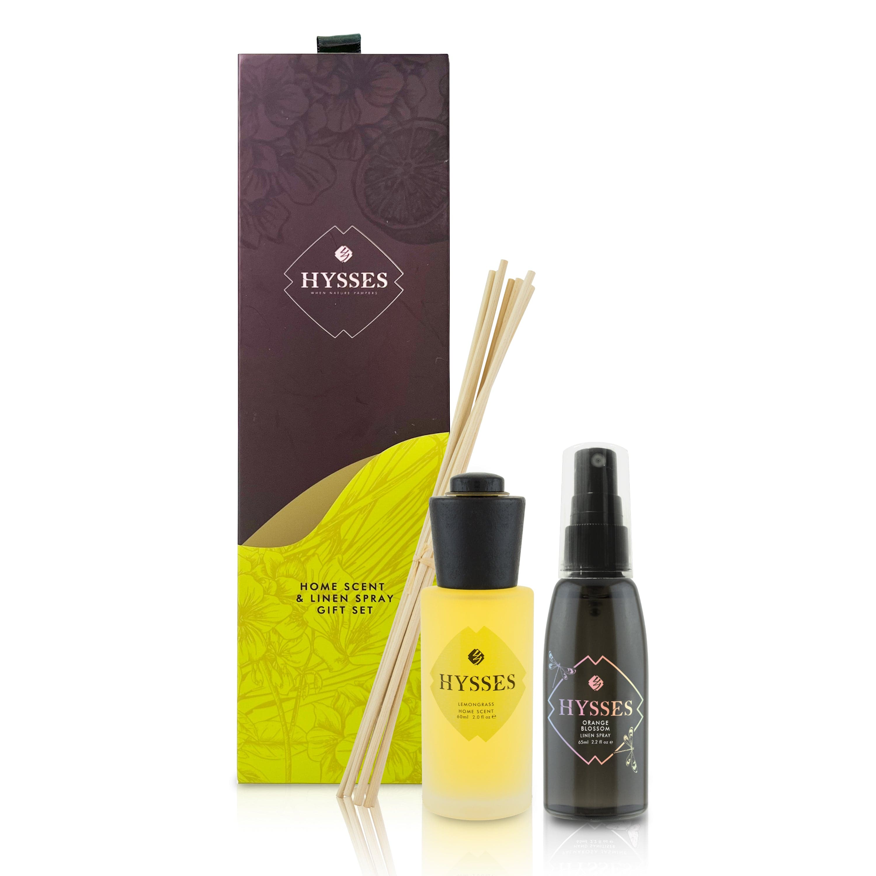 Hysses Home Scents Orange Blossom & Lemongrass Linen Spray and Home Scent Gift Set of 2