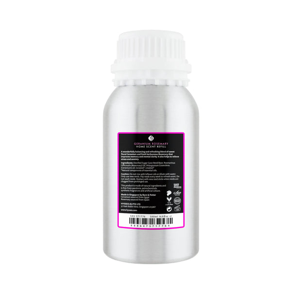 Hysses Home Scents 500ml Refill Home Scent Geranium Rosemary, 500ml