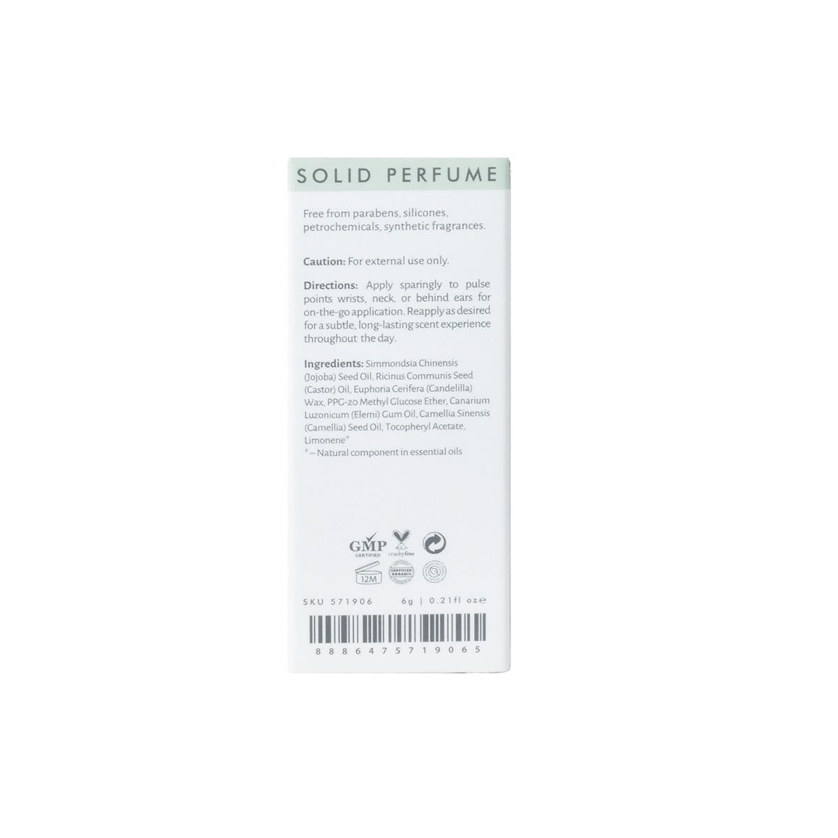Hysses Singapore Perfume Solid Perfume, Elemi Camellia 6g