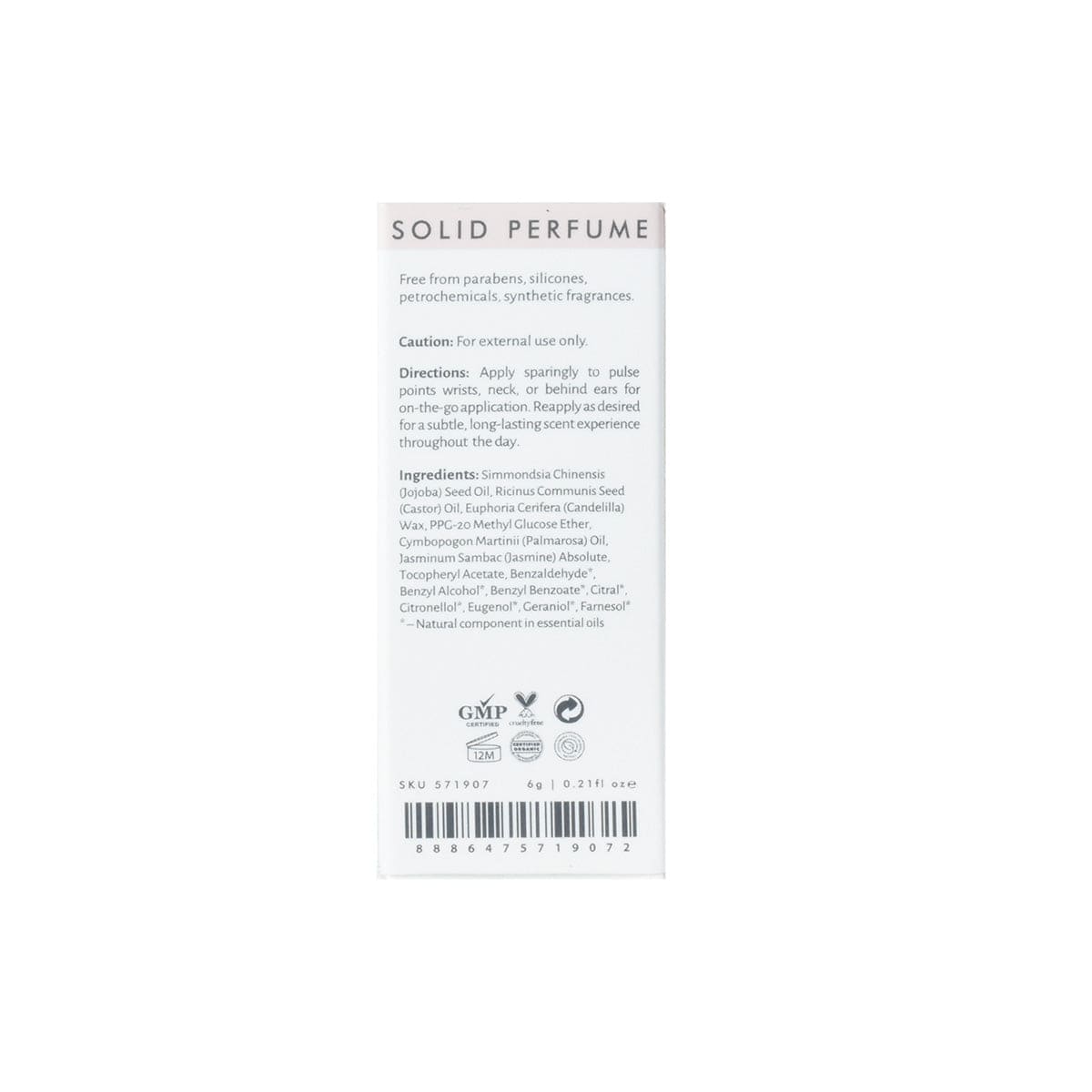 Hysses Singapore Perfume Solid Perfume, Palmarosa Jasmine 6g