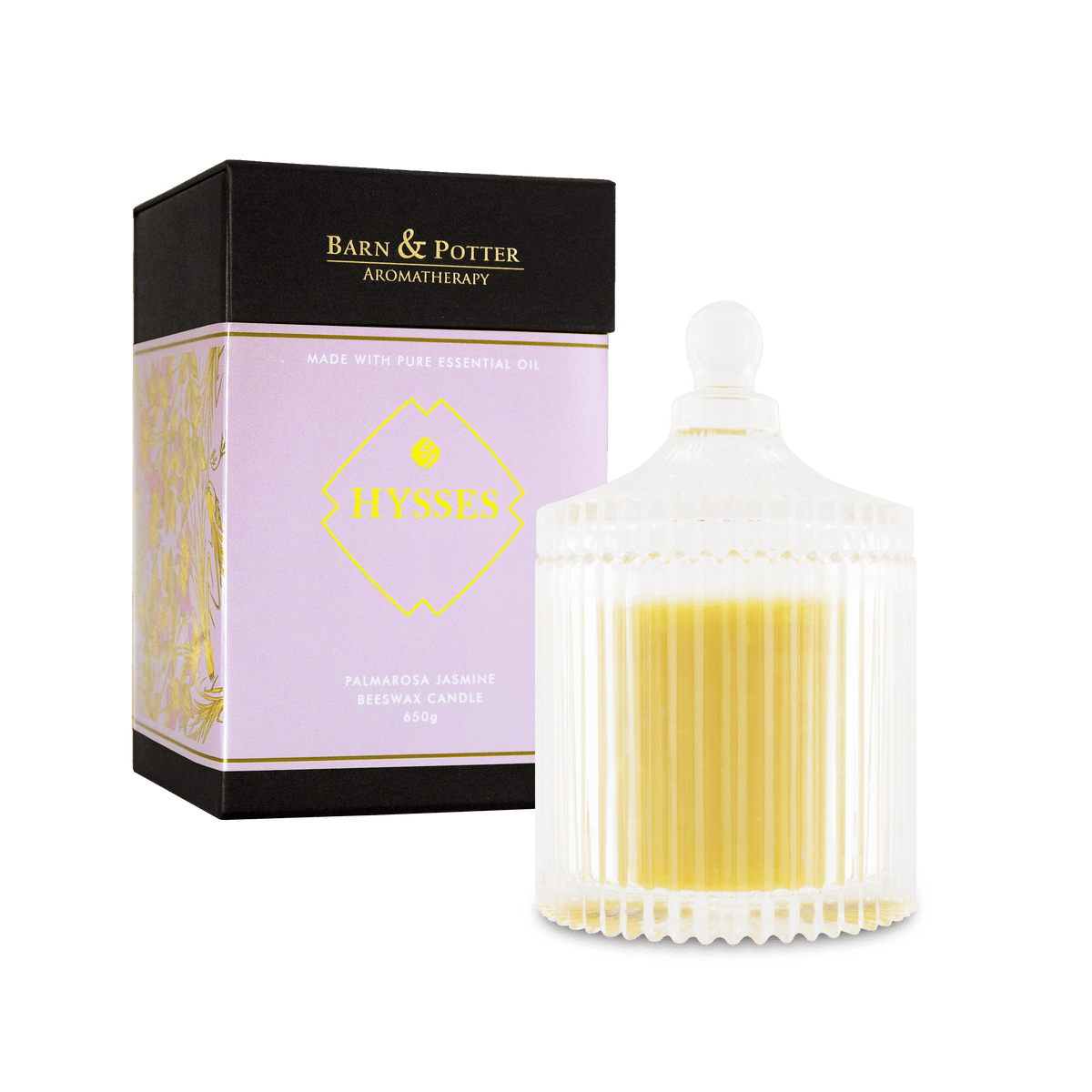 Hysses Home Scents 650g Beeswax Candle Palmarosa Jasmine