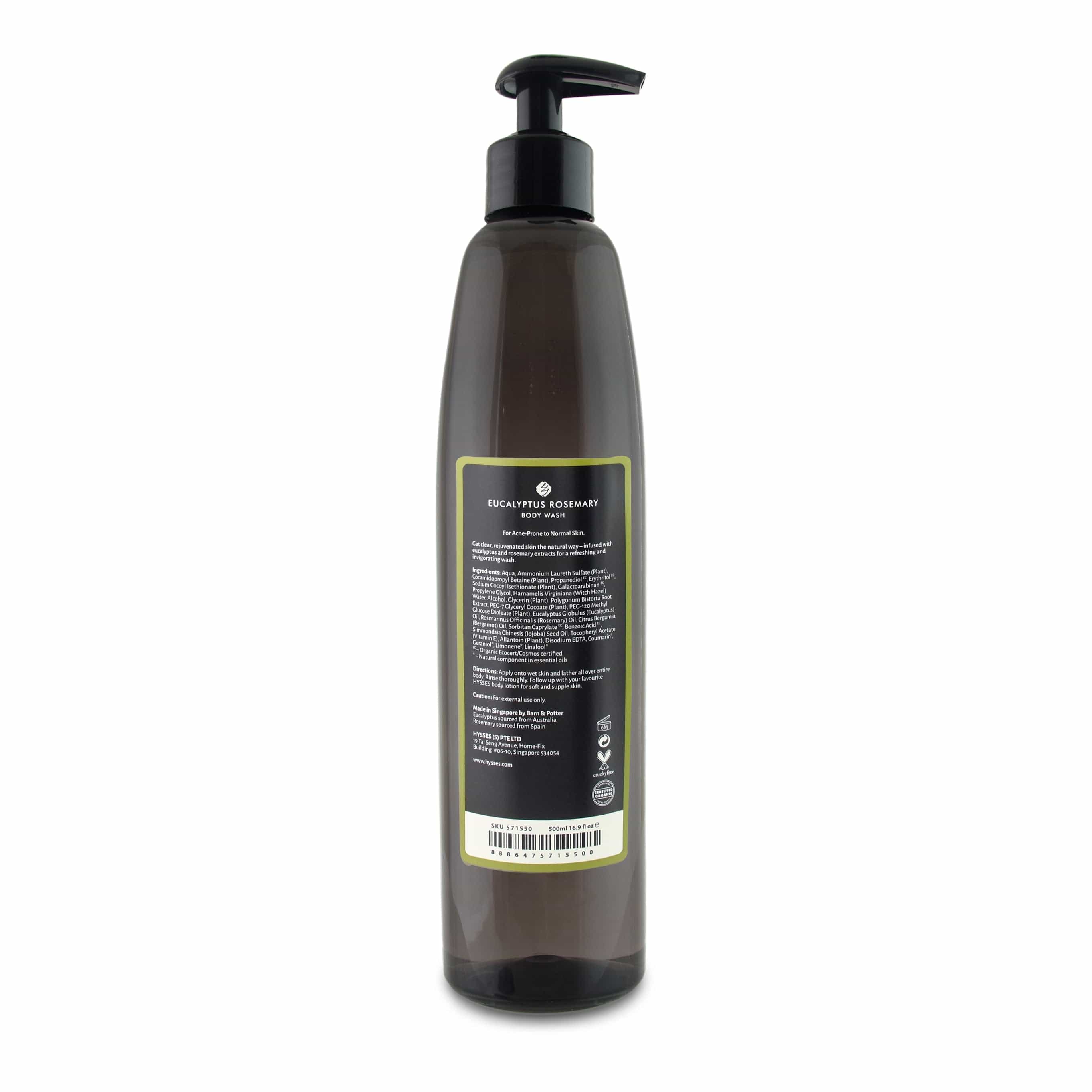 Hysses Body Care 500ml Body Wash Eucalyptus Rosemary, 500ml