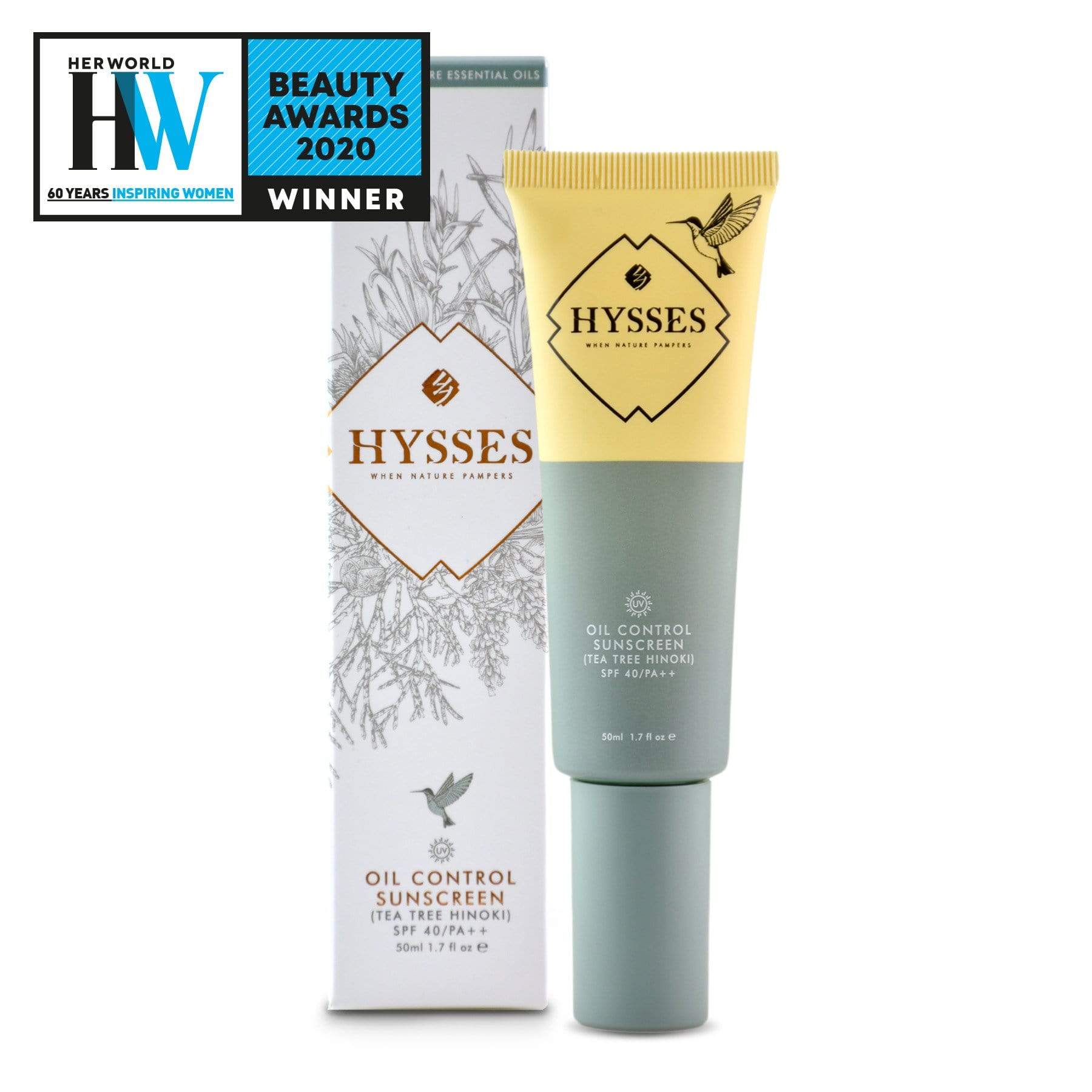 Hysses Face Care Oil Control Sunscreen Tea Tree Hinoki SPF 40 / PA++