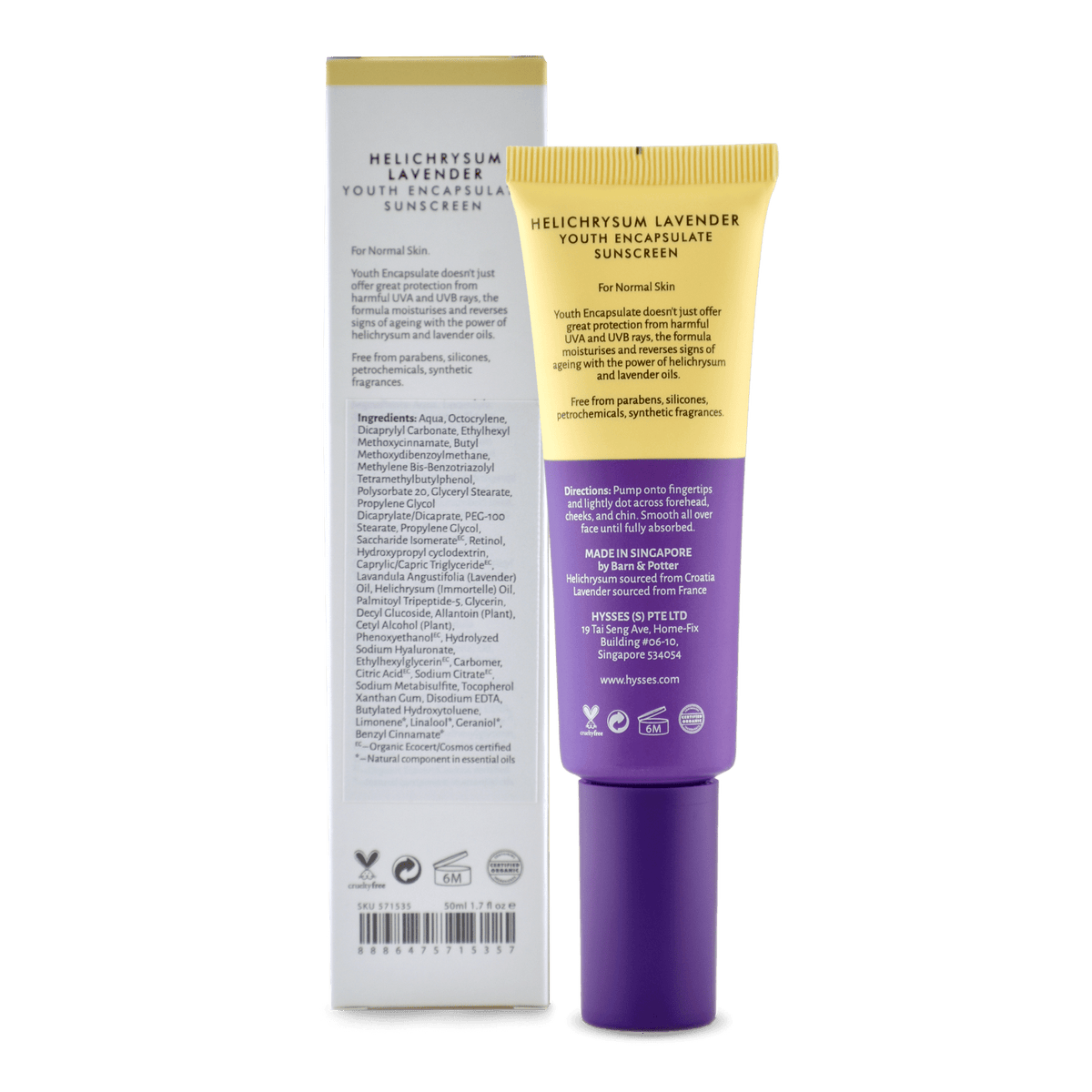 Hysses Face Care Youth Encapsulate Sunscreen Helichrysum Lavender SPF 40 / PA++