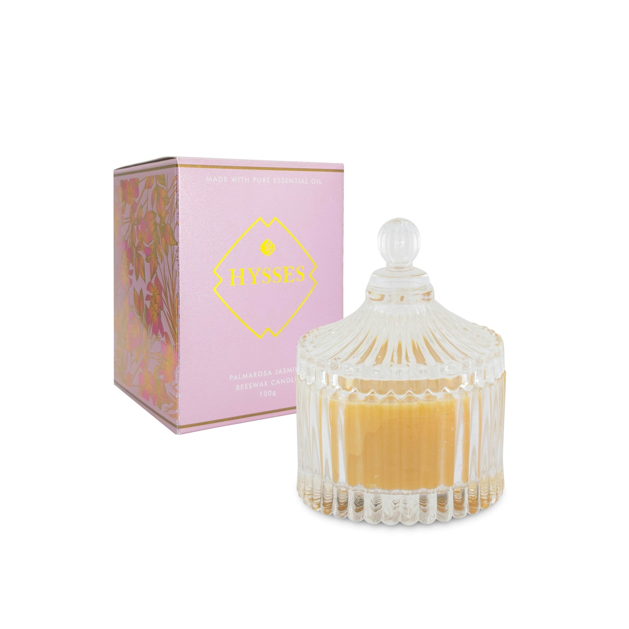 Hysses Home Scents 200g Beeswax Candle Palmarosa Jasmine 200g