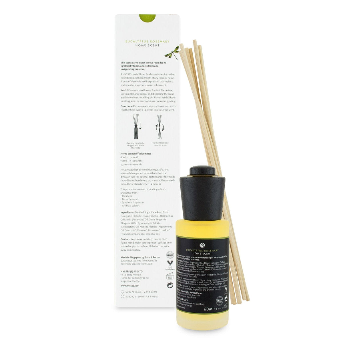 Hysses Home Scents Home Scent Reed Diffuser Eucalyptus Rosemary