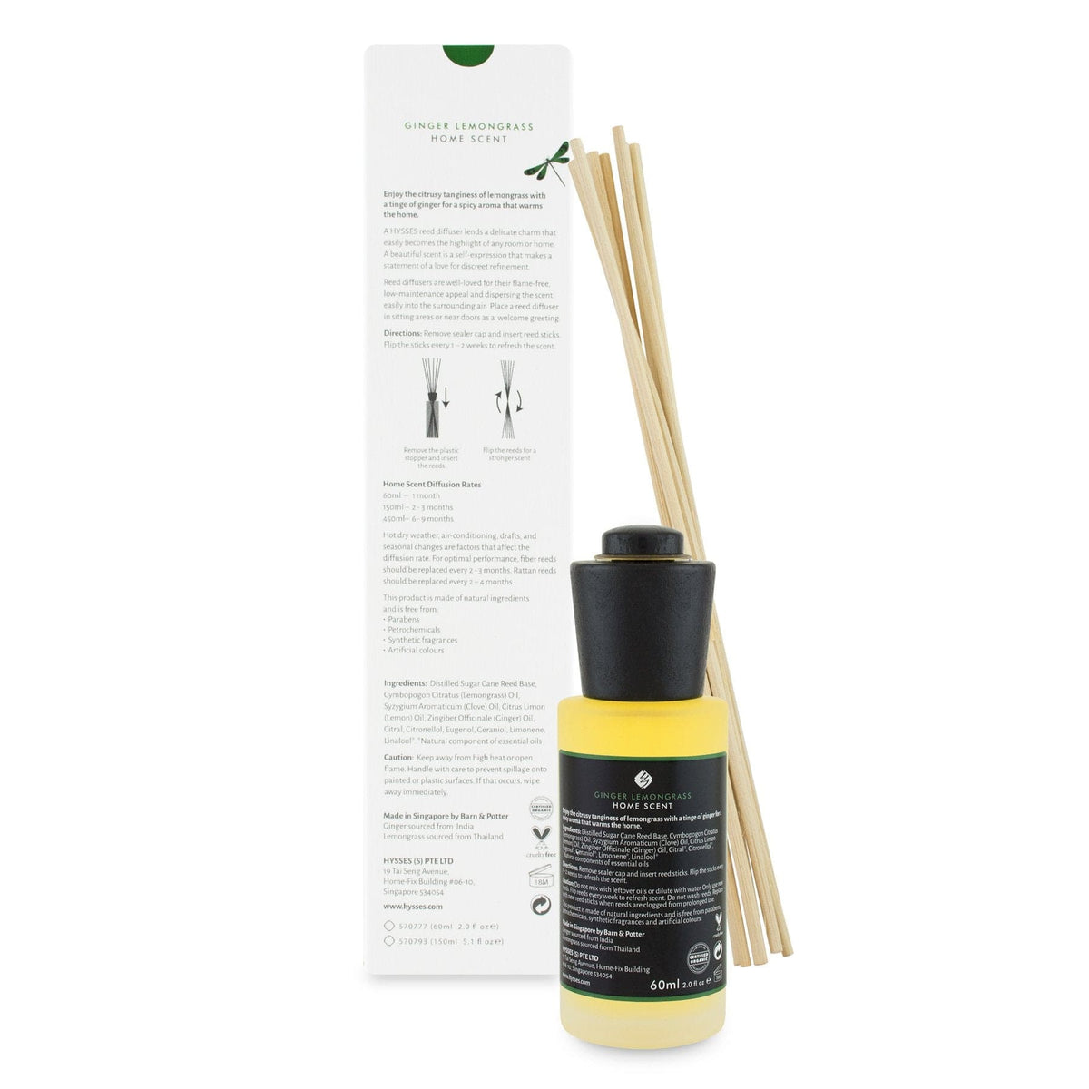 Hysses Home Scents Home Scent Reed Diffuser Ginger Lemongrass