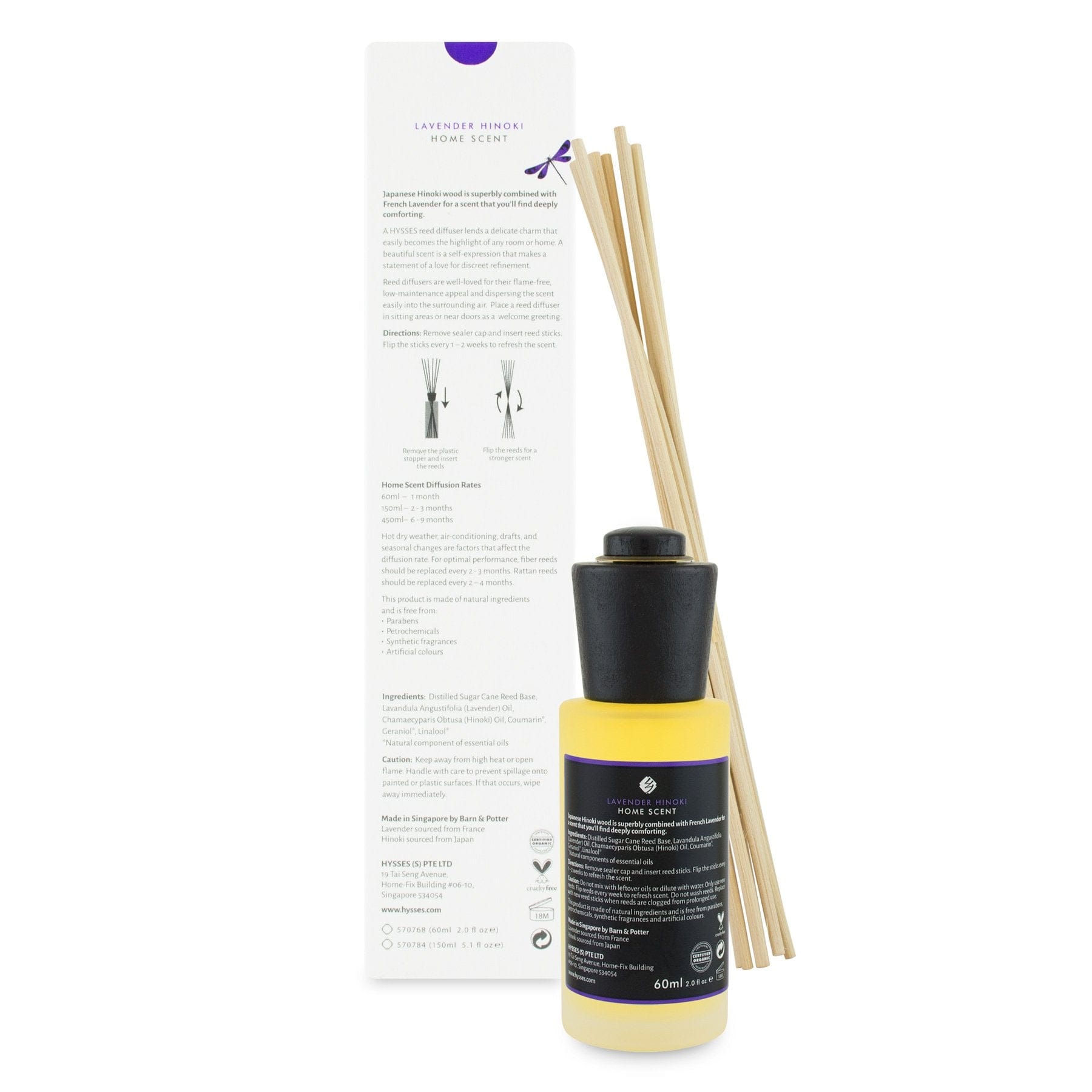 Hysses Home Scents 60ml Home Scent Reed Diffuser Lavender Hinoki, 60ml