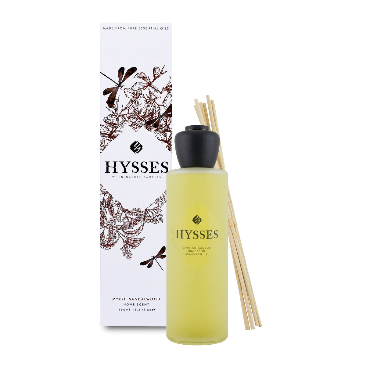 Hysses Home Scents 450ml Home Scent Reed Diffuser Myrrh Sandalwood