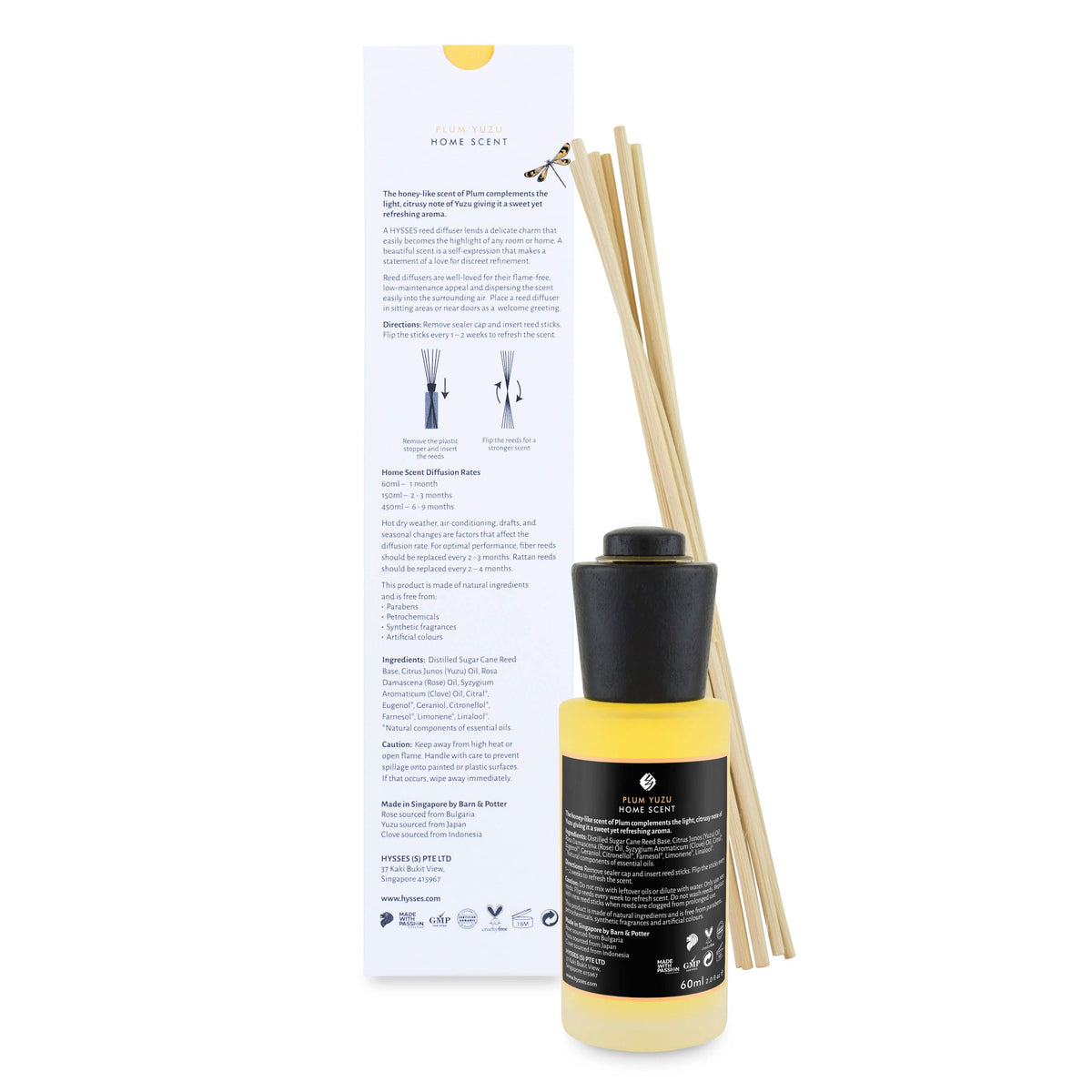 Home Scent Reed Diffuser Plum Yuzu - Hysses Singapore