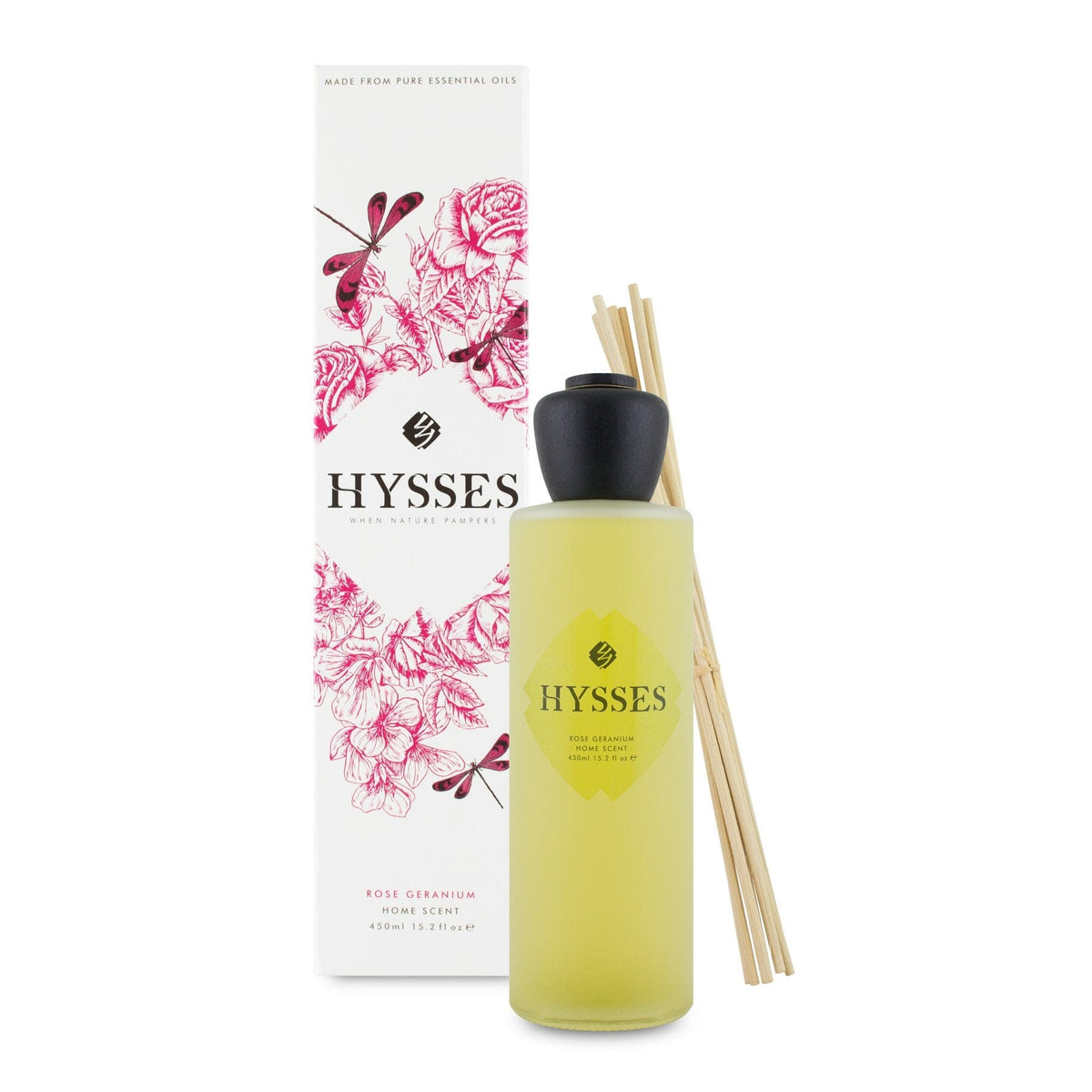 Hysses Home Scents 450ml Home Scent Reed Diffuser Rose Geranium