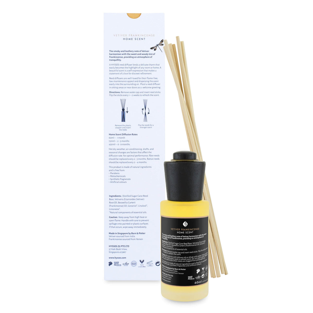 Home Scent Reed Diffuser Vetiver Frankincense - Hysses Singapore